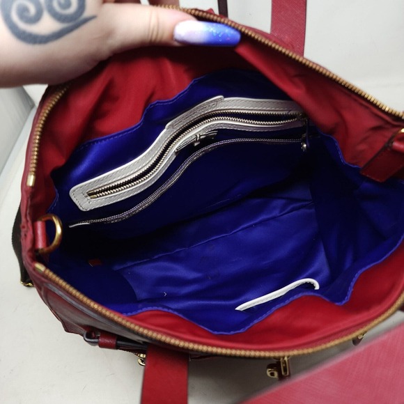 Henri Bendel Womens Backpack Purse Jetsetter Maroon Red Nylon Convertible Travel - Picture 12 of 14